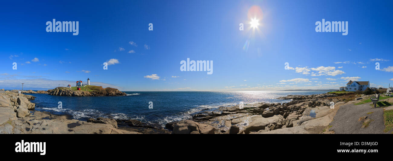 Nubble Lighthouse, Maine, Stati Uniti d'America Foto Stock