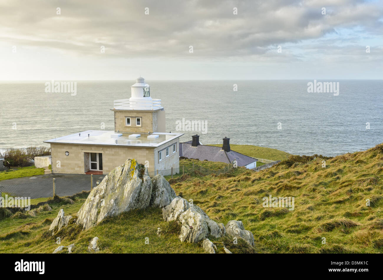 Bull Point Lighthouse vicino Mortehoe sulla North Devon Coast, Inghilterra Foto Stock