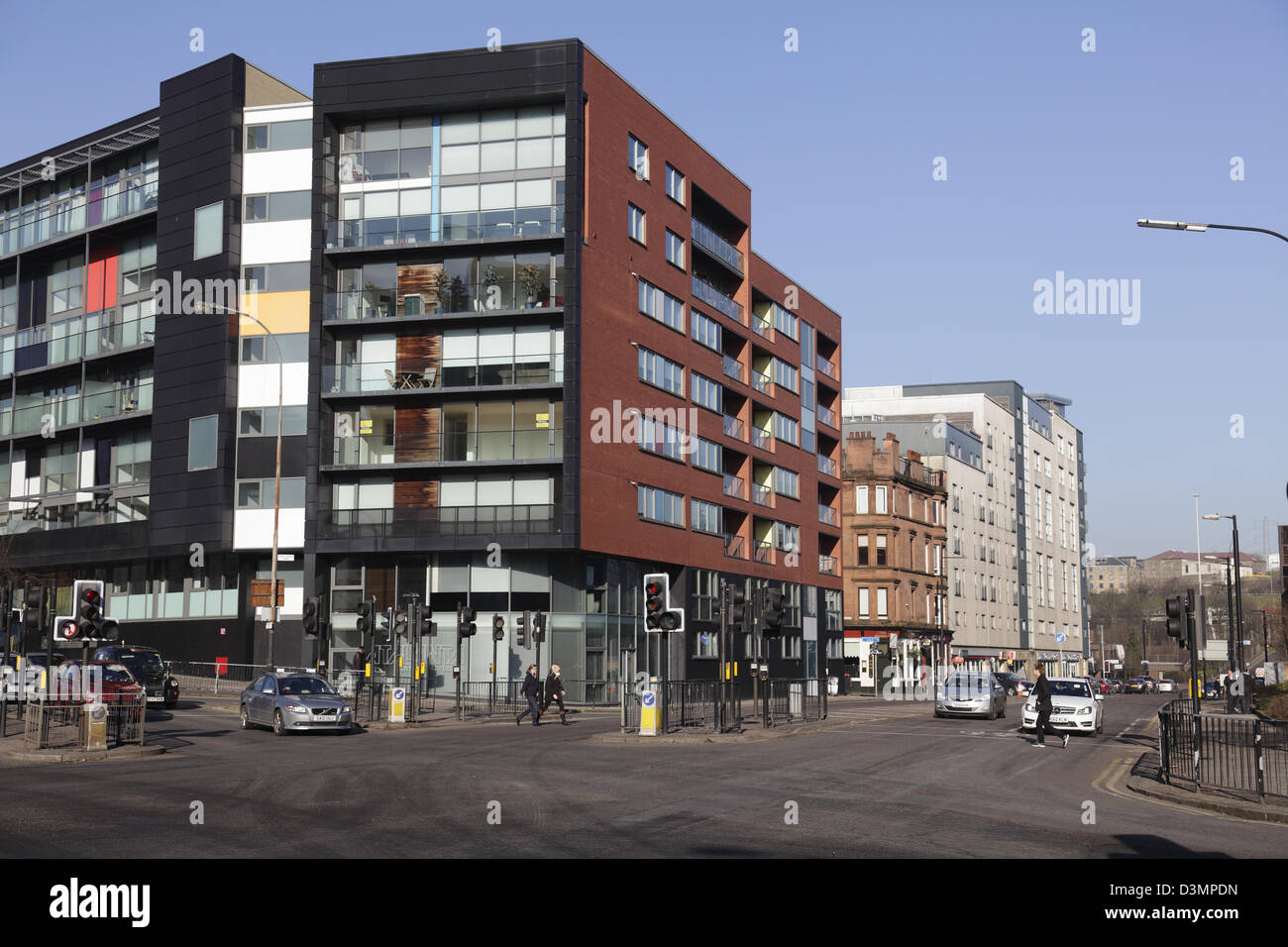 Le abitazioni private su Port Dundas strada in Glasgow Scotland Regno Unito Foto Stock