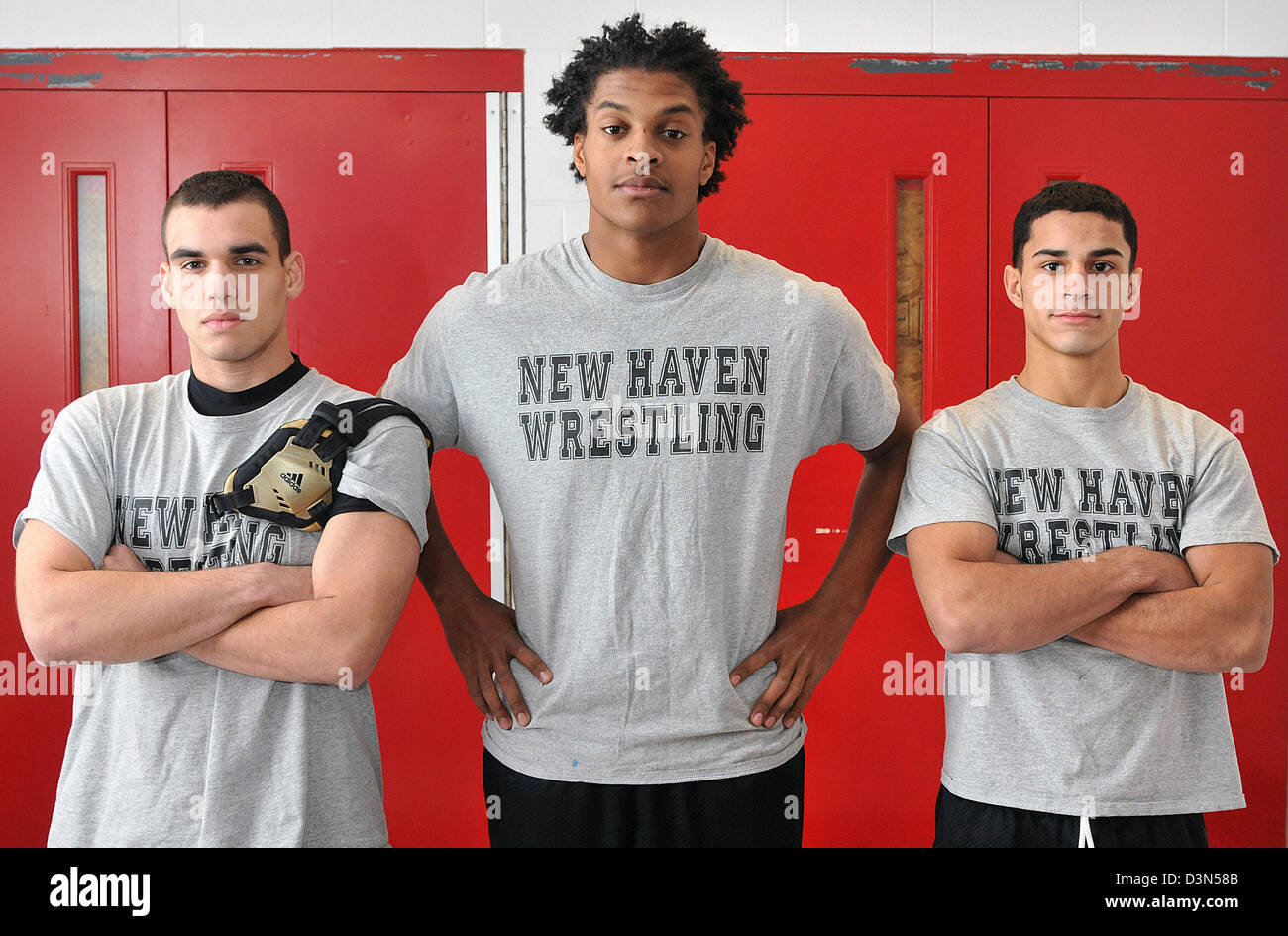 Alta scuola lottatori in New Haven CT STATI UNITI D'AMERICA Foto Stock