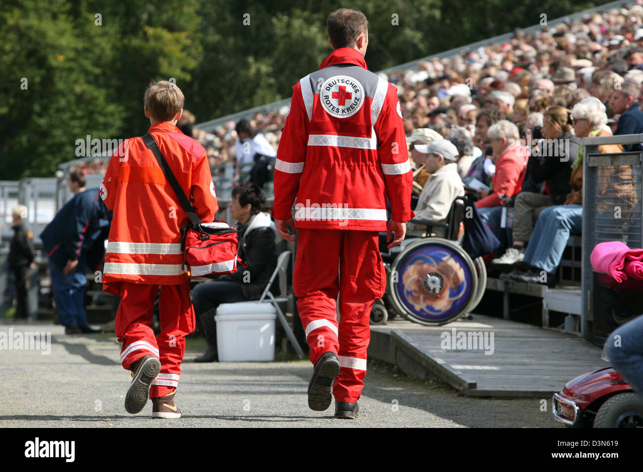 Moritzburg, Germania, i membri della Croce Rossa tedesca in occasione di un evento Foto Stock