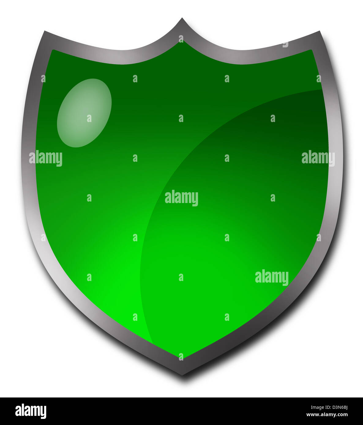 Green badge o a forma di cresta, del pulsante bianco contro Foto Stock