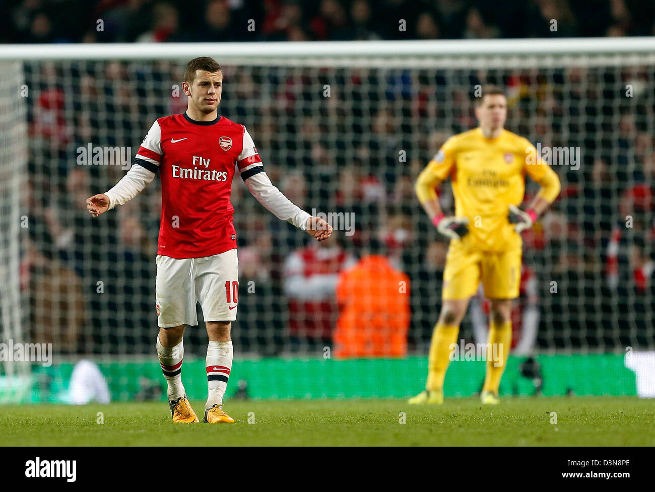 Febbraio 19, 2013 - Londra, Regno Unito - dell'Arsenal Jack Wilshere guarda sconsolato dopo aver 3-1..L'Arsenal v Bayern Munich - Champions League secondo turno, prima gamba- Emirates Stadium, Londra- 19/02/13 - Picture David Klein/Sportimage Foto Stock