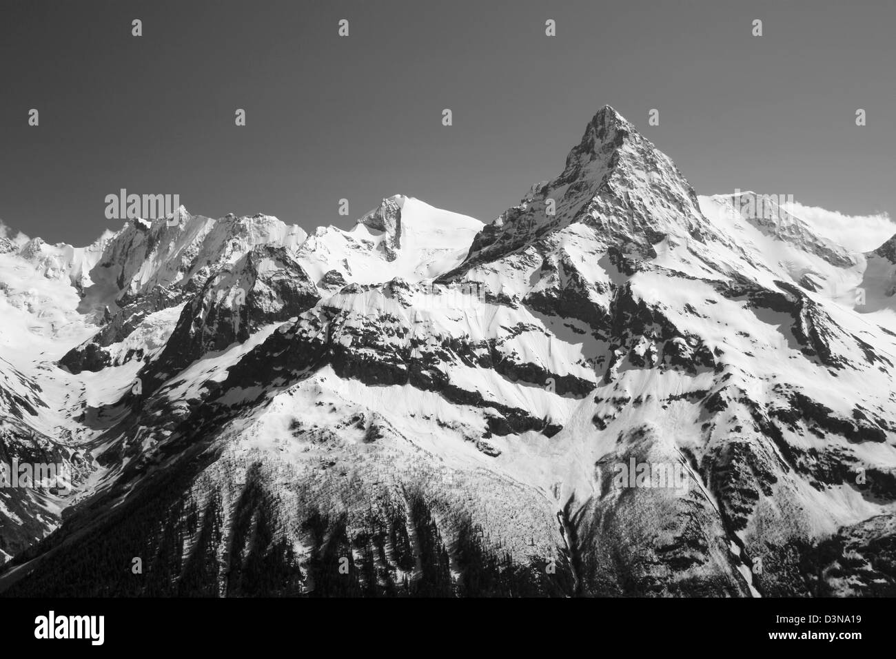 Il bianco cime delle montagne in summe Foto Stock