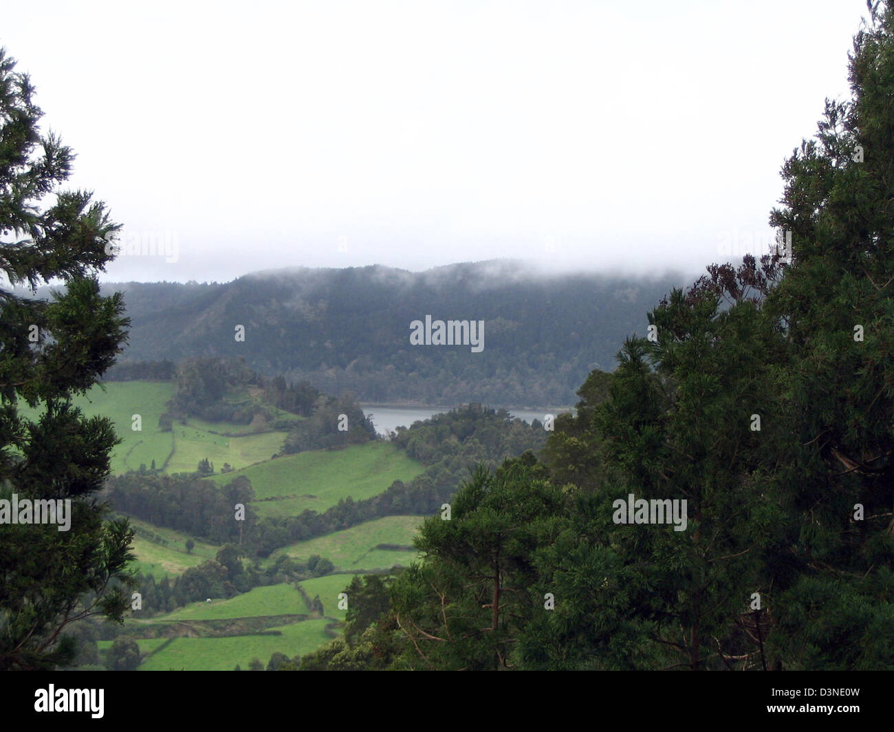 (Dpa file) - l'immagine mostra la vista da un punto di osservazione in upcountry dell'isola di Sao Miguel, noto anche come "Isola Verde", Azzorre, Portogallo, 04 aprile 2005. Foto: Juergen Darmstaedter Foto Stock