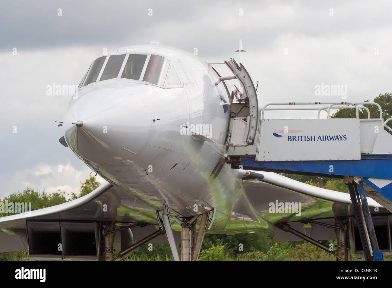 Concorde sul display all'Aeroporto di Manchester Foto Stock