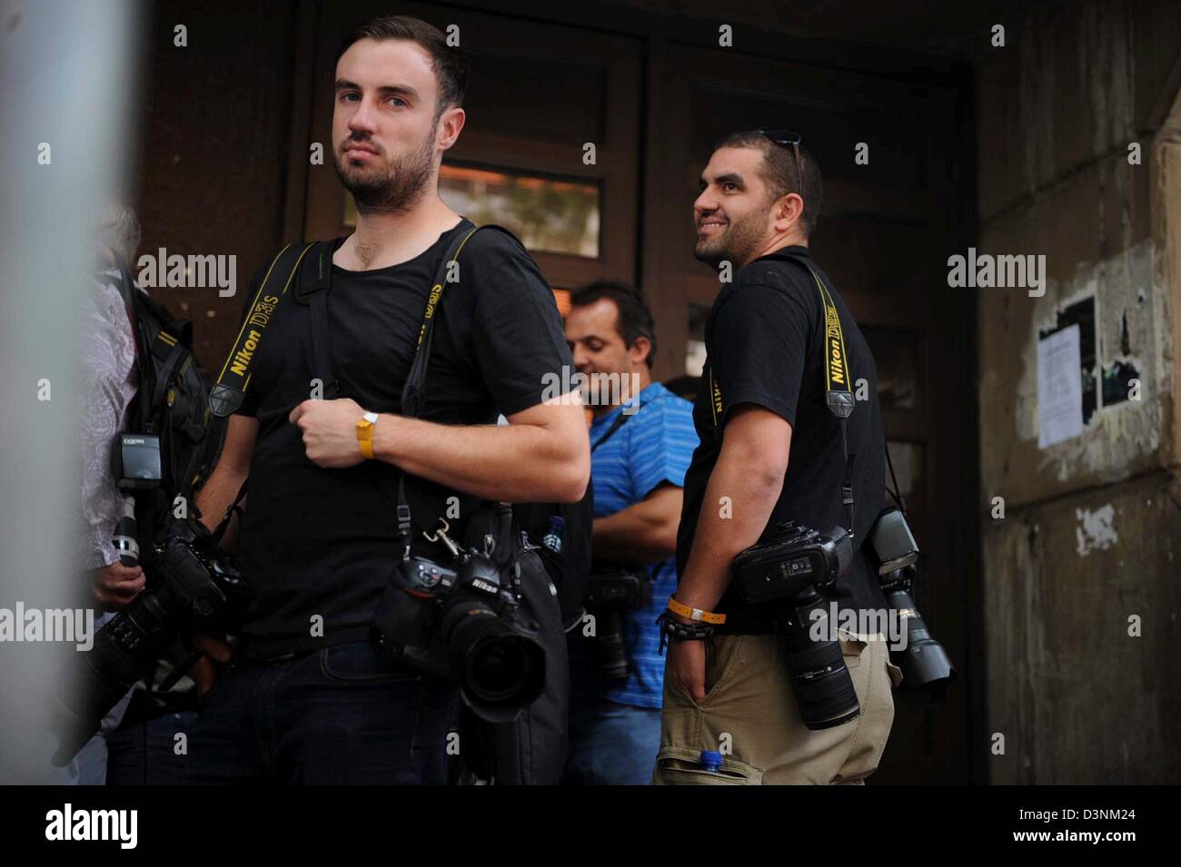 Pretoria, Sud Africa. Febbraio 21, 2013. I giornalisti a Pretoria Magistrato della Corte . Questo segna la terza giornata di Oscar Pistorius' bail audizione. Pistorius è accusato di aver ucciso Reeva Steenkamp il 14 febbraio 2013. Foto di Gallo Immagini / Sowetan / Tsheko Kabasia/Alamy Live News Foto Stock