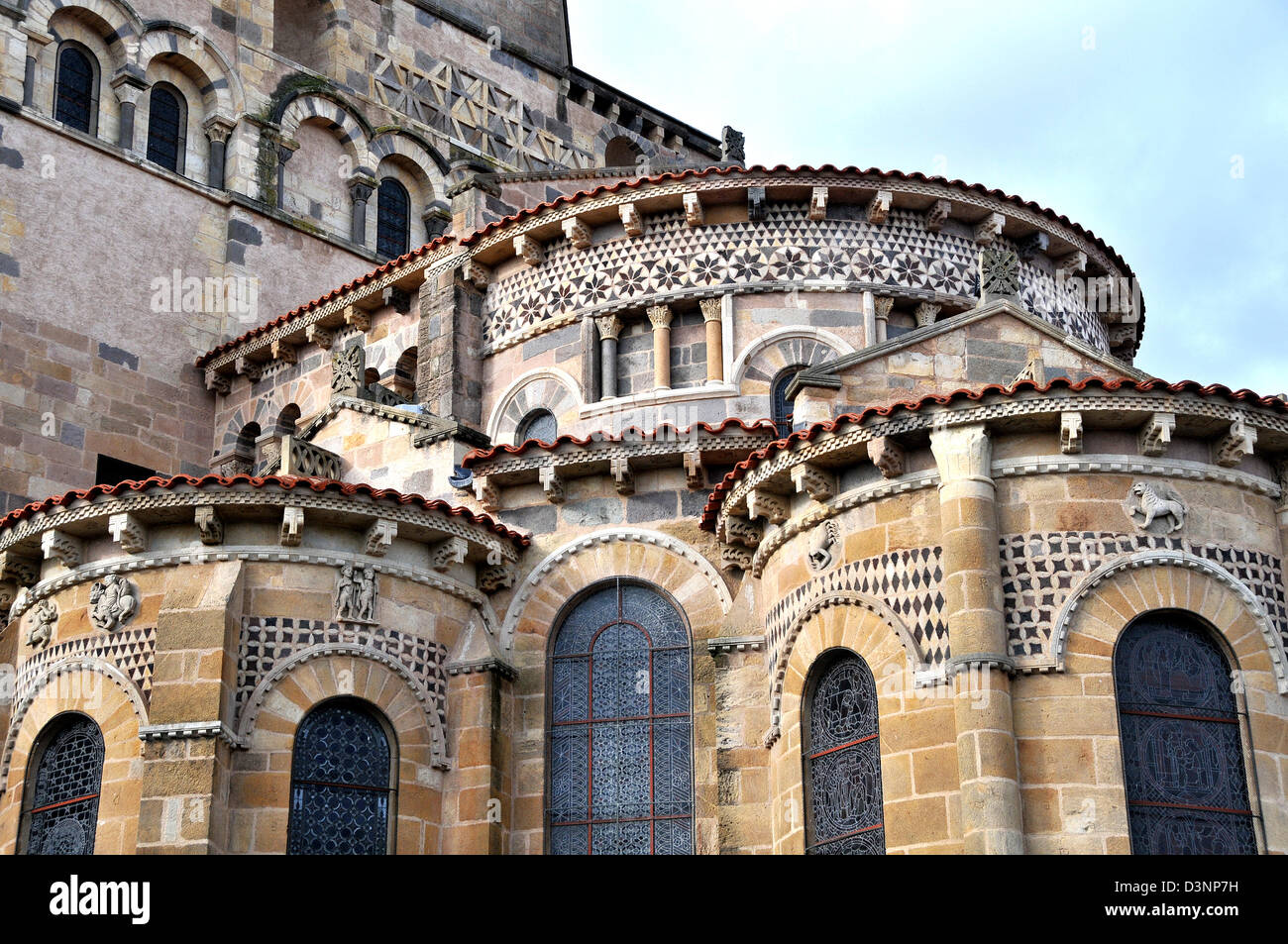 Saint Austremoine romana chiesa Issoire Puy de Dome massiccio Auvergne Francia centrale Foto Stock