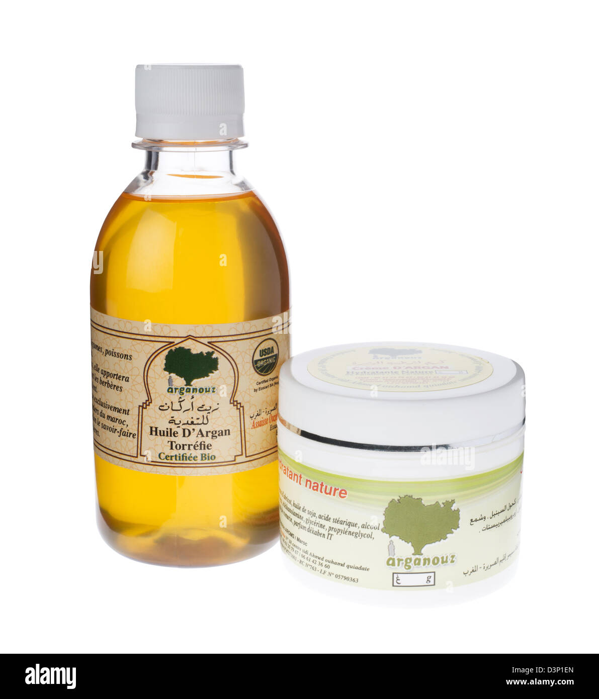 Olio di Argan e crema per il viso dal Marocco Foto Stock