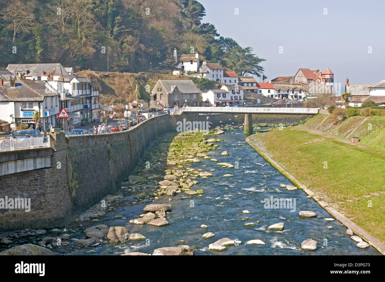 L'Oriente Lyn river a Lynmouth sulla North Devon Coast Foto Stock