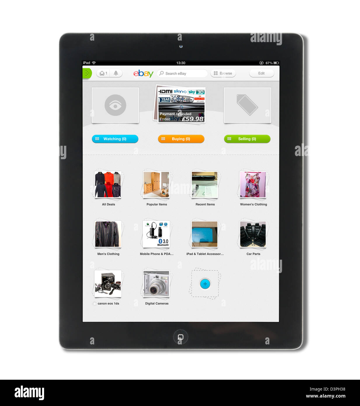 Guardando la pagina account con l'applicazione ebay su una quarta generazione di Apple iPad, REGNO UNITO Foto Stock
