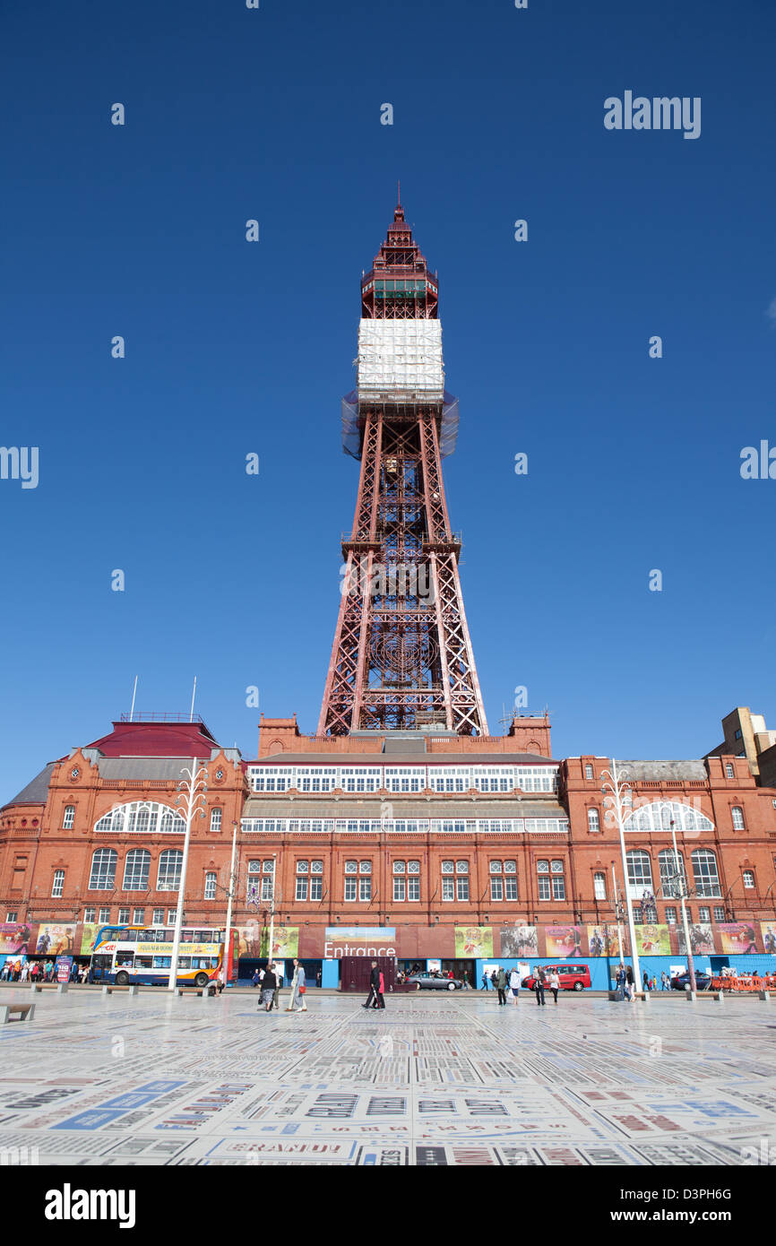 Vista della Torre di Blackpool in Blackpool, Lancashire, Regno Unito, Luglio 2012 Foto Stock