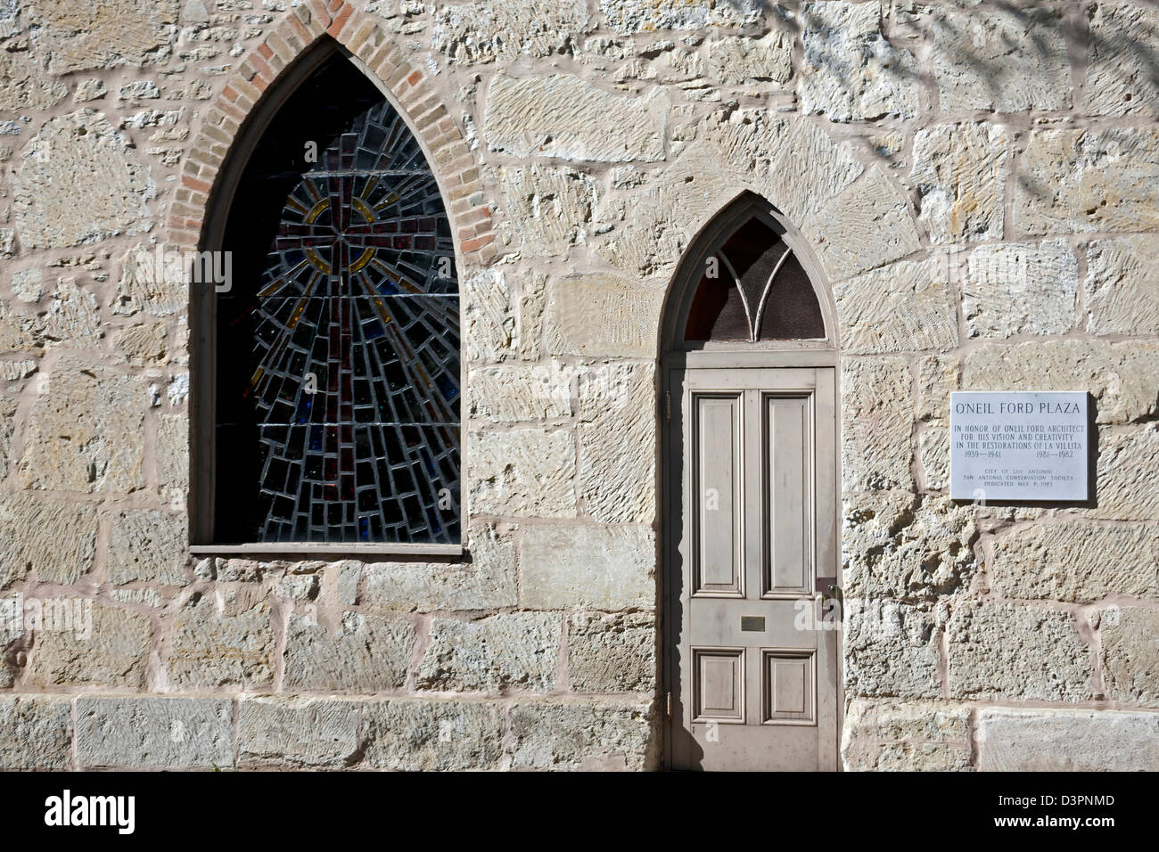 Porta e finestra, La Villita chiesa di San Antonio, Texas, Stati Uniti d'America Foto Stock