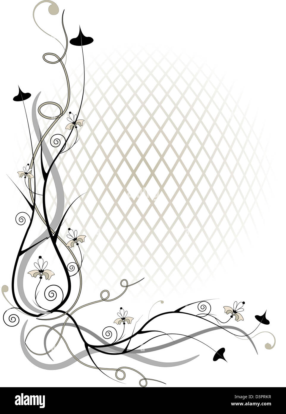 Angolo decorativo dei fiori del volume dalla griglia. Foto Stock