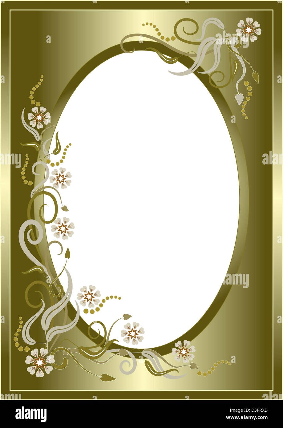 Golden astratta cornice floreale. Foto Stock