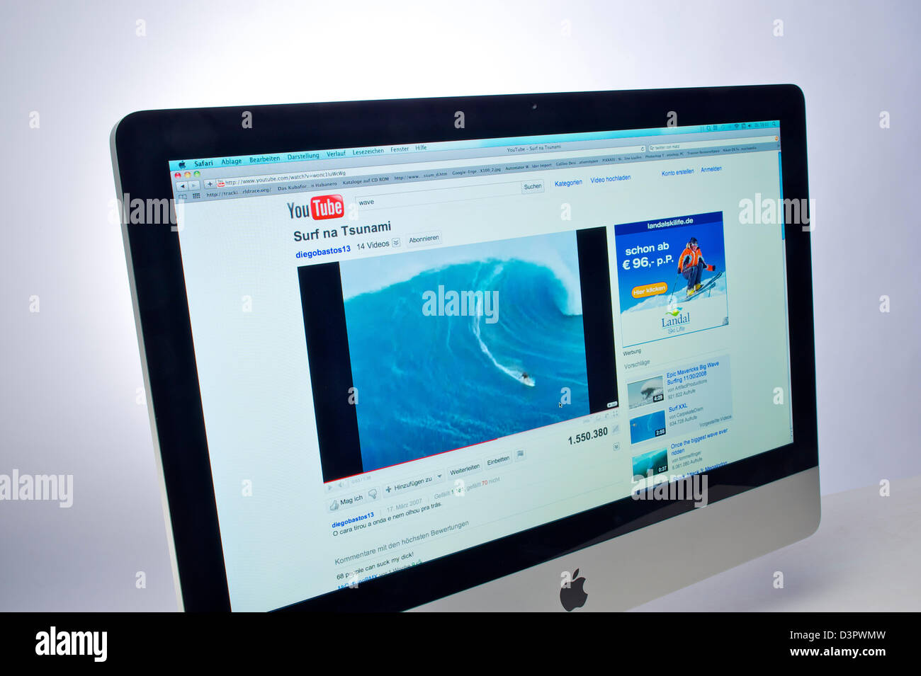 Amburgo, Germania, sito web YouTube su di un computer Apple iMac Foto Stock