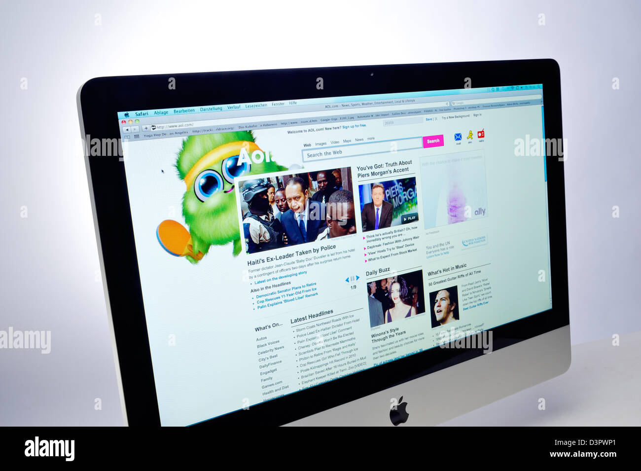 Amburgo, in Germania, AOL home page su un monitor Foto Stock