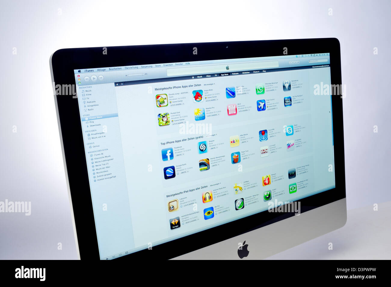 Amburgo, Germania, iTunes multimedia programma di gestione con diverse applicazioni Foto Stock