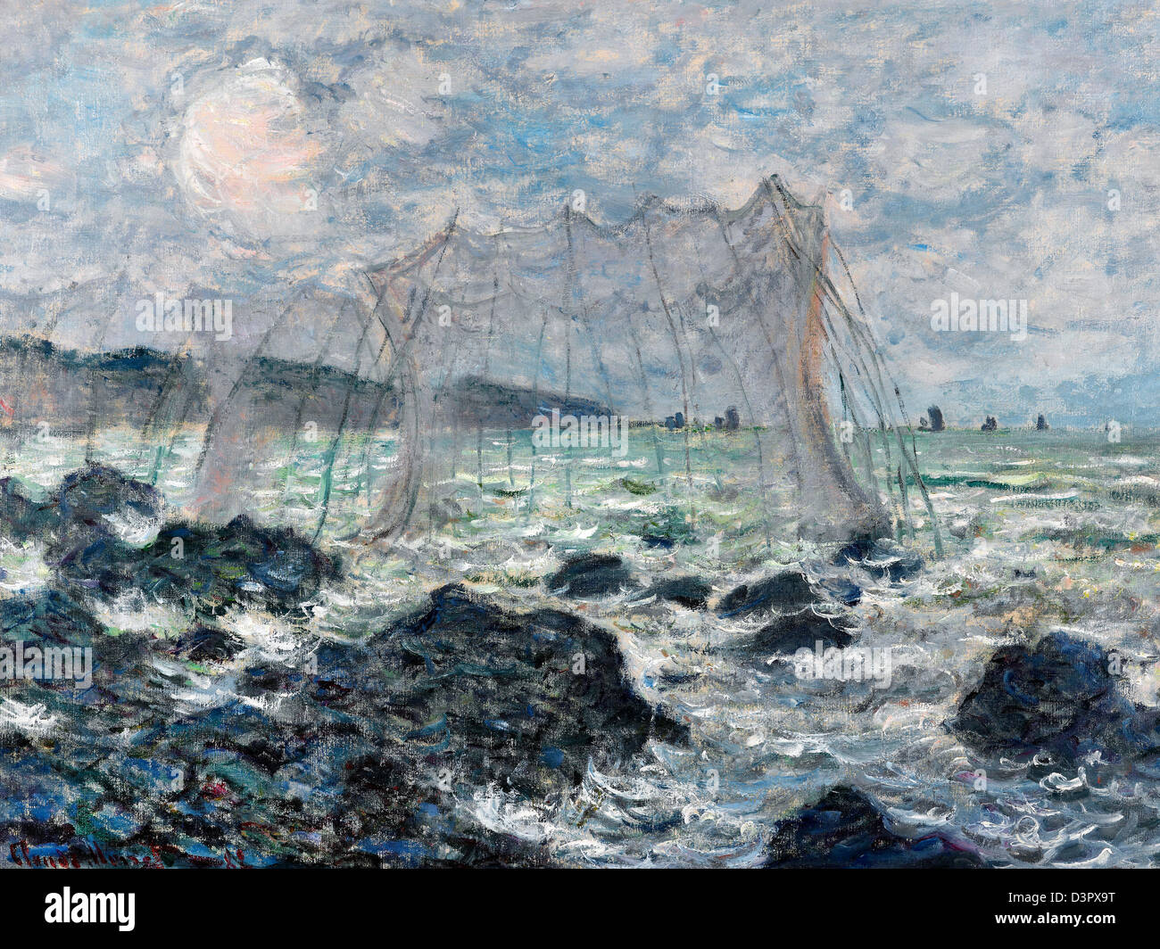 Claude Monet, reti da pesca a Pourville 1882 olio su tela. Gemeentemuseum Den Haag Foto Stock