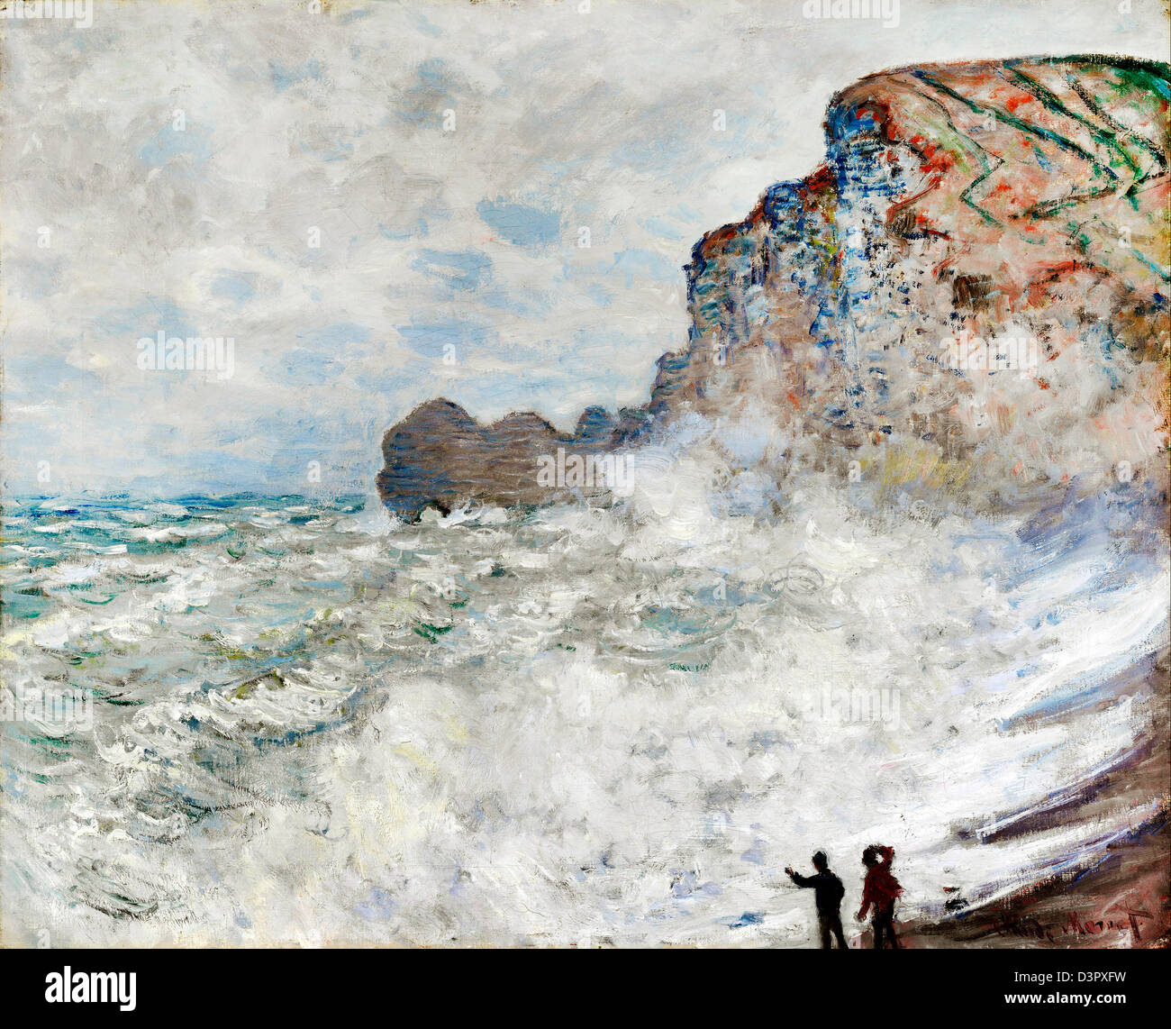 Claude Monet, Ruvida meteo a Étretat 1883 olio su tela. Galleria Nazionale di Victoria, Australia Foto Stock