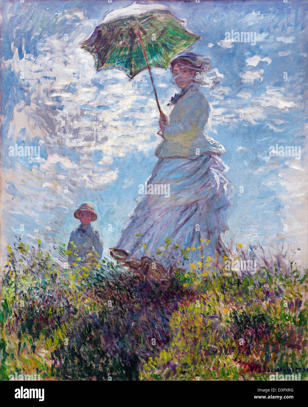 Claude Monet, donna con un ombrellone - Madame Monet e suo figlio 1875 olio su tela. National Gallery of Art di Washington D.C., USA Foto Stock