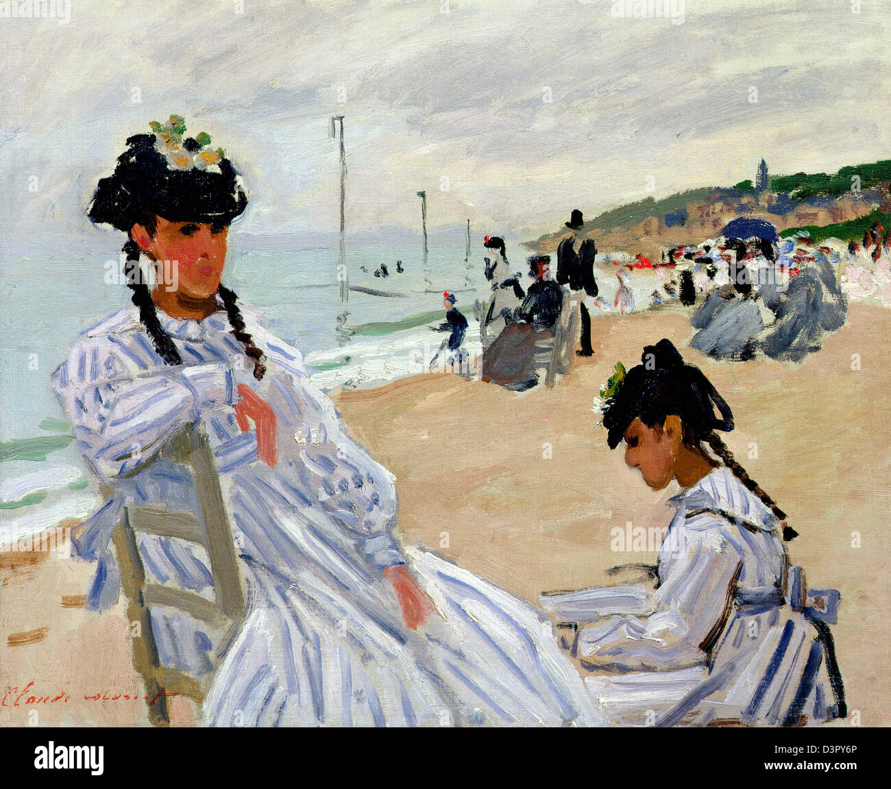 Claude Monet, am Strand von Trouville 1870-1871 Olio su tela. Il museo Marmottan, Parigi, Francia Foto Stock