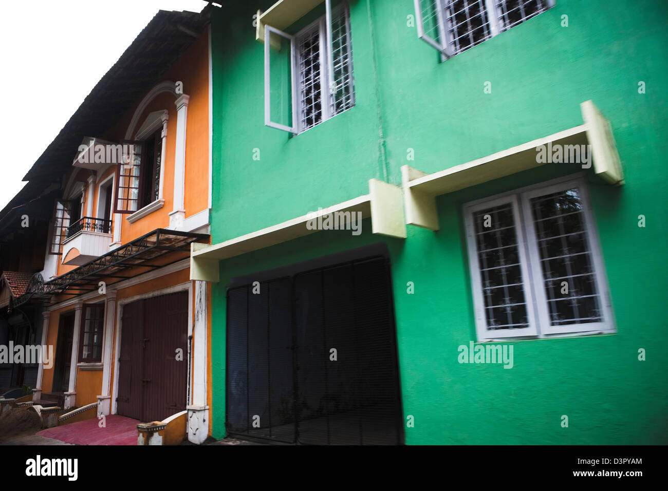 La facciata della casa in una città, Fort Cochin, Cochin, Kerala, India Foto Stock