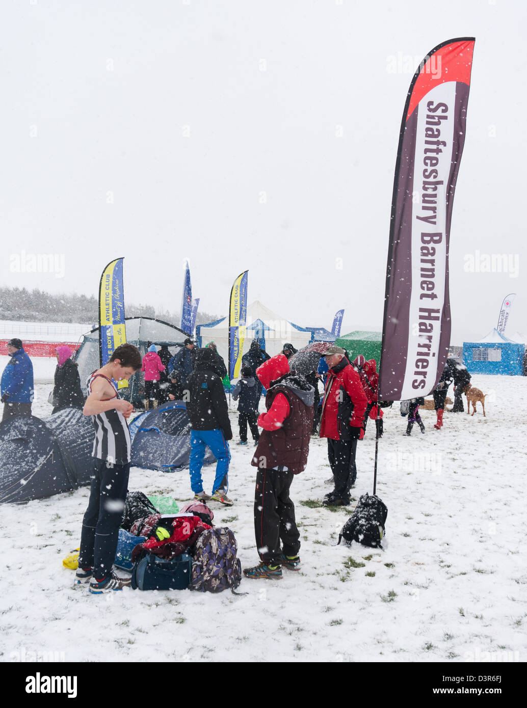 Herrington Country Park, Sunderland, UK. Il 23 febbraio 2013. La neve come concorrente si prepara per la National cross country Championships 2013. Credito: Washington / Imaging Alamy Live News Foto Stock