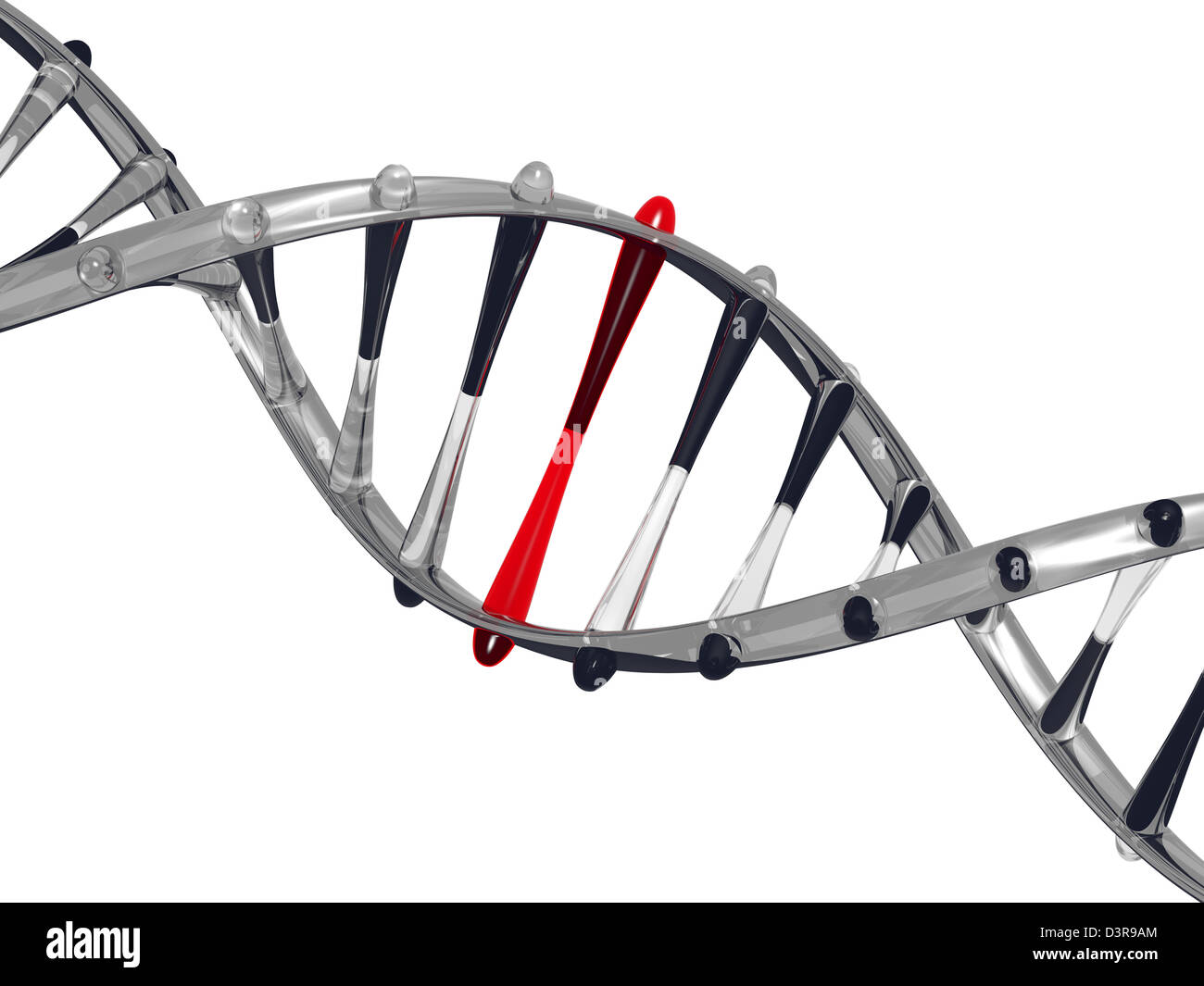 Vetro del filamento di DNA su sfondo bianco Foto Stock