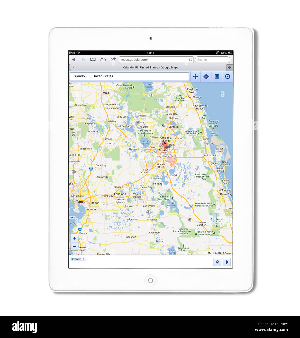 Utilizzo di Mappe su Google.com visualizzati su una quarta generazione iPad bianco Foto Stock
