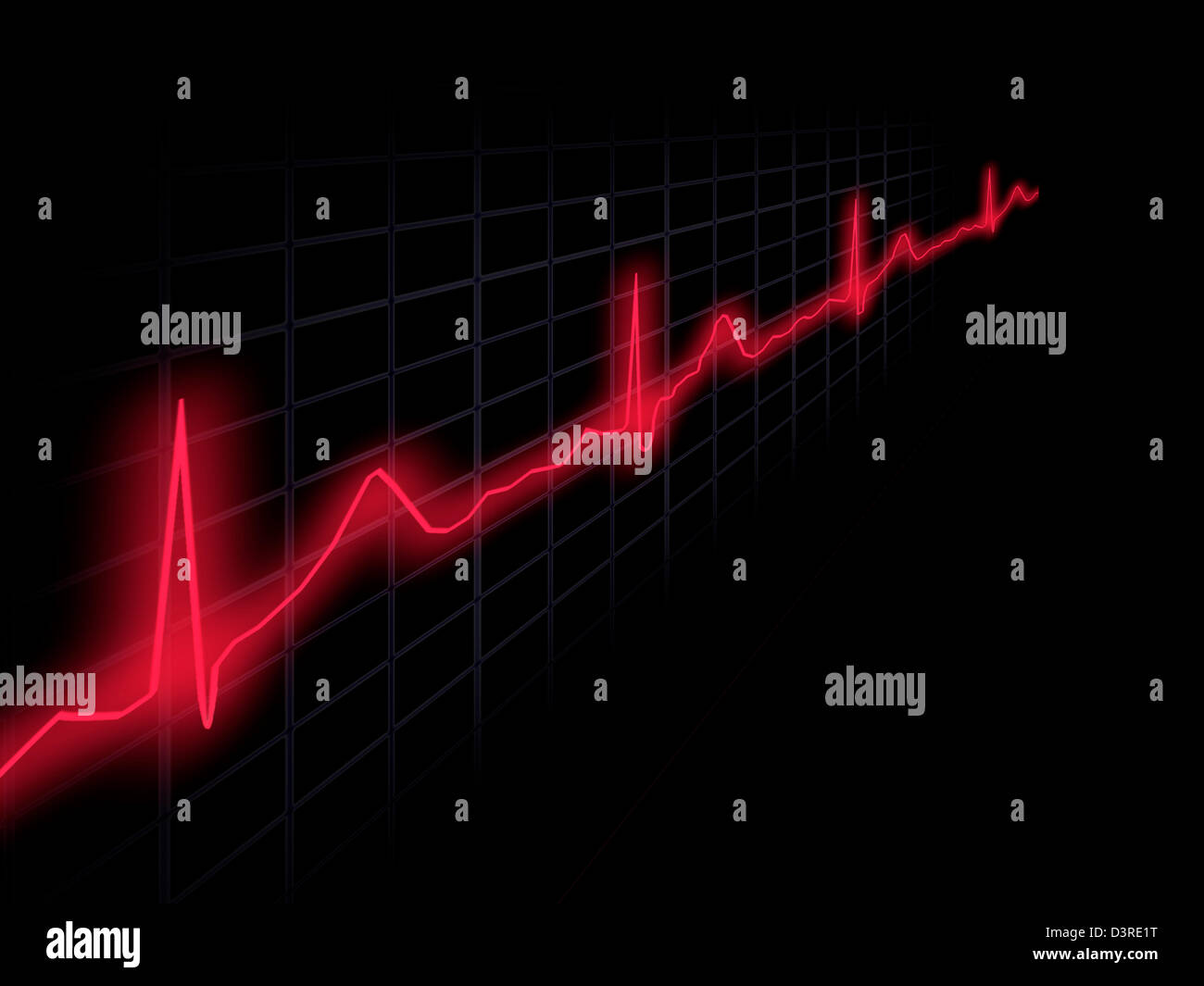 Elettrocardiografo Chart Grafico con prospettiva Foto Stock
