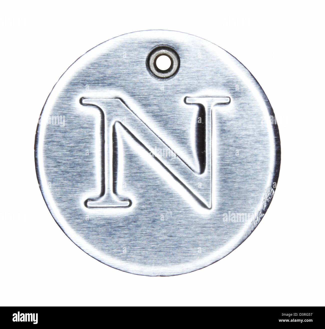 Metallo spazzolato lettera dell alfabeto N Foto Stock