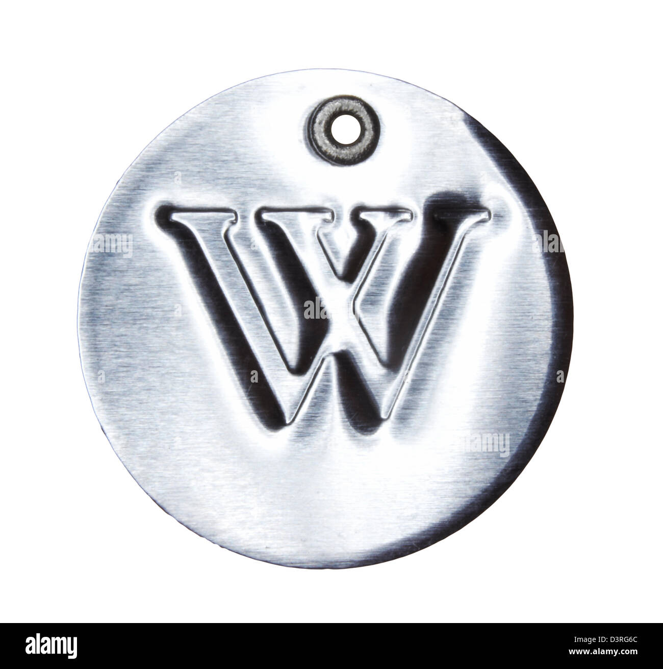 Metallo spazzolato lettera dell alfabeto W Foto Stock
