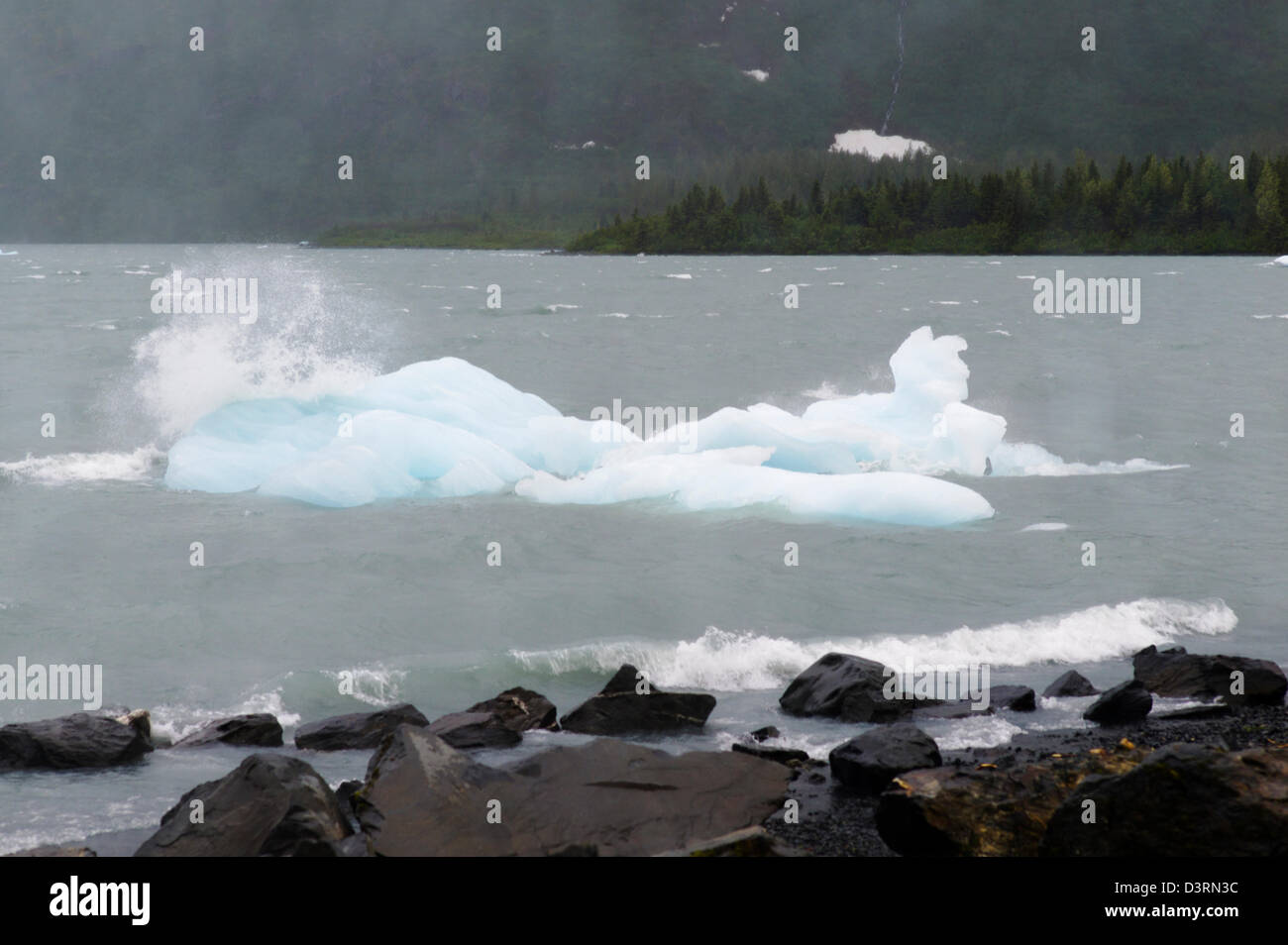 Visualizzare le finestre grandi, Boggs Visitor Center, Lago di Portage Portage Glacier, Chugach National Forest, Portage, Alaska, STATI UNITI D'AMERICA Foto Stock