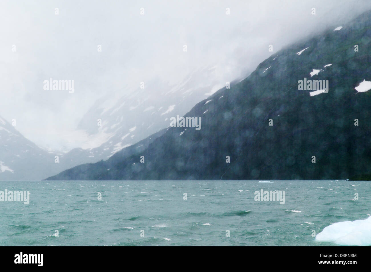 Visualizzare le finestre grandi, Boggs Visitor Center, Lago di Portage Portage Glacier, Chugach National Forest, Portage, Alaska, STATI UNITI D'AMERICA Foto Stock