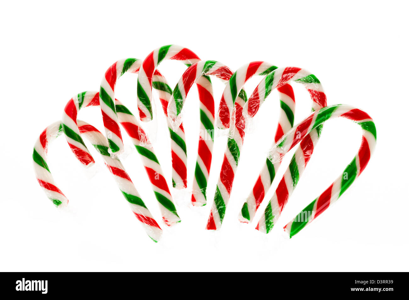 Natale candy canes isolati su sfondo bianco Foto Stock