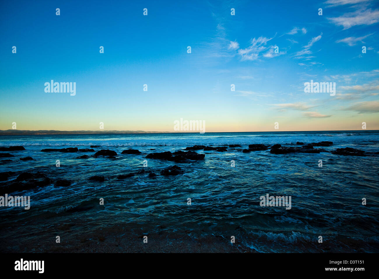 Jeffreys Bay sull'Oceano Indiano, Sud Africa, vista mare Foto Stock