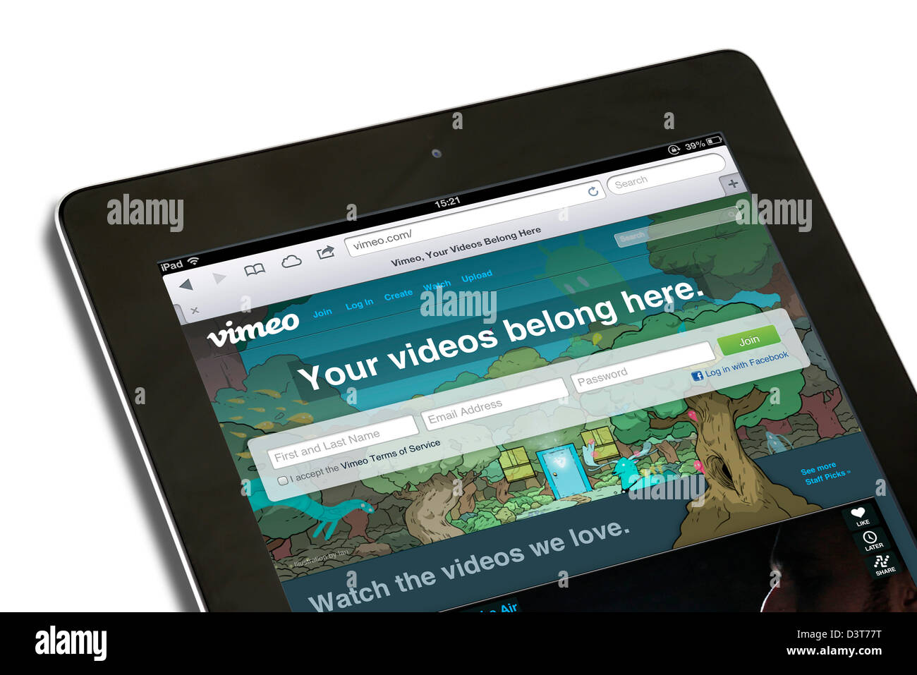 La condivisione di video di Vimeo sito web visualizzato su una quarta generazione di iPad Foto Stock