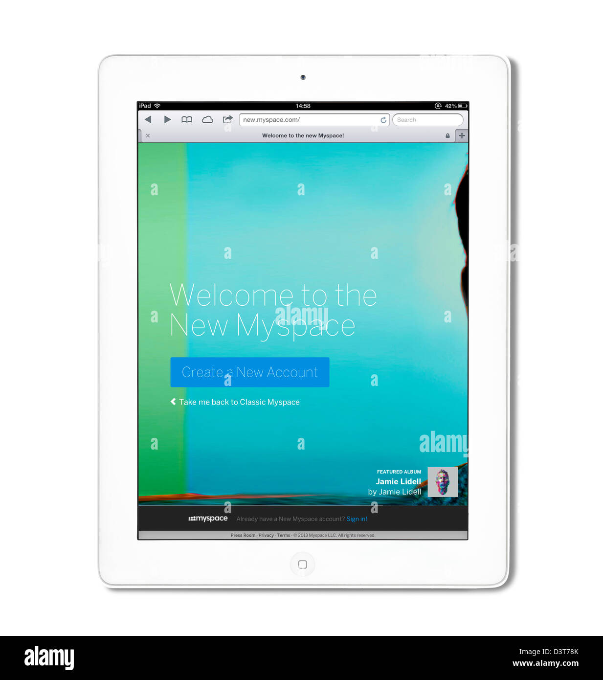 Nuovo sito Myspace visualizzati su una quarta generazione di iPad Foto Stock