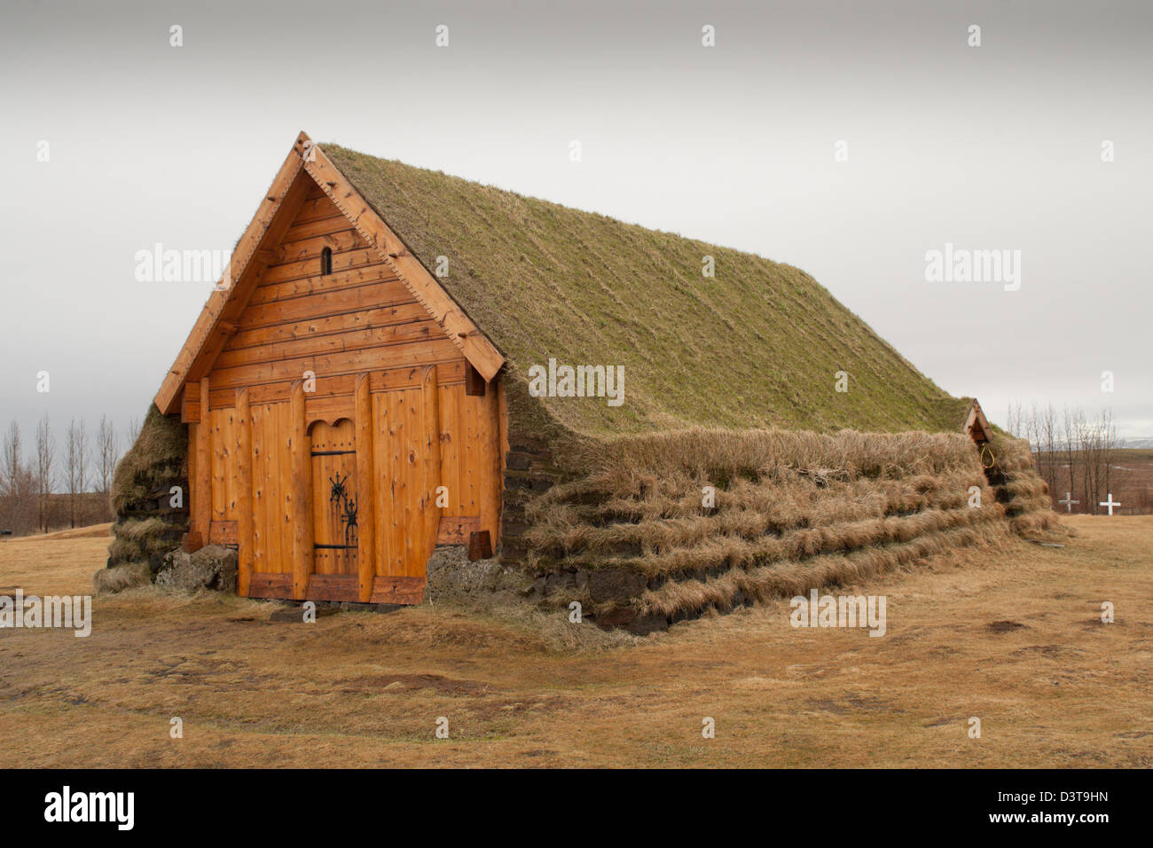 Turf-edificio coperto, Islanda. Foto Stock