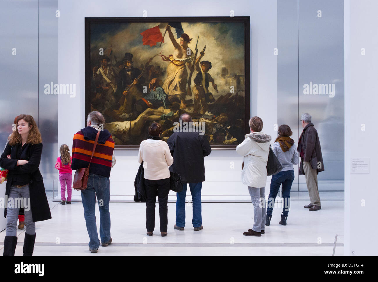 La libertà che guida il popolo di Eugène Delacroix, raffigurante la rivoluzione di luglio del 1830, alla galleria Louvre Lens, Francia settentrionale Foto Stock