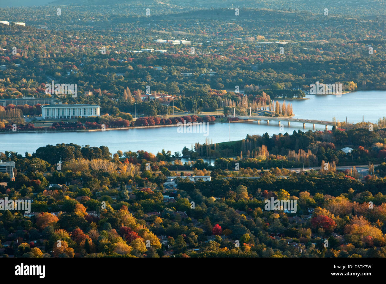 Vista della città da Mt Ainslie Lookout. Canberra, Australian Capital Territory (ACT), Australia Foto Stock