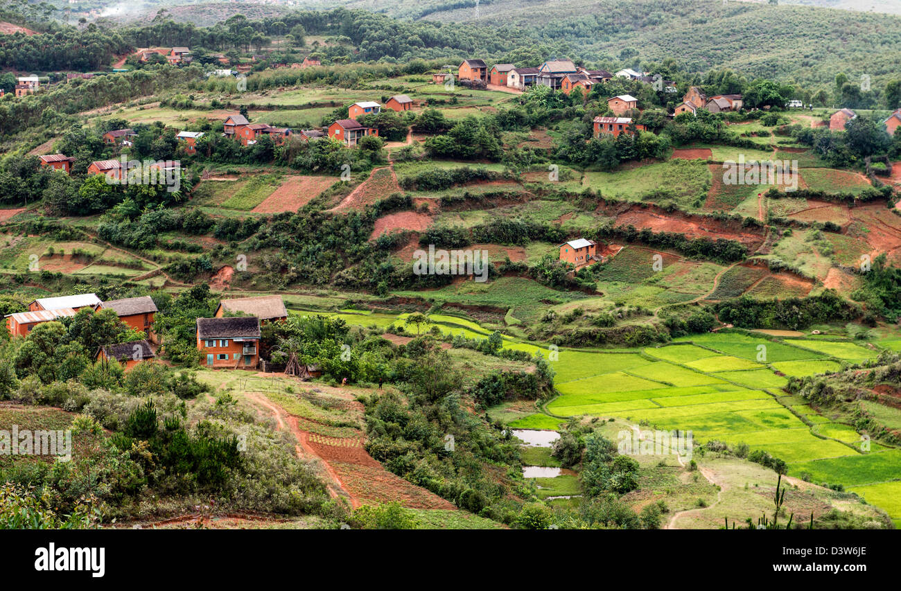 Case Highlands Africa Madagascar Foto Stock