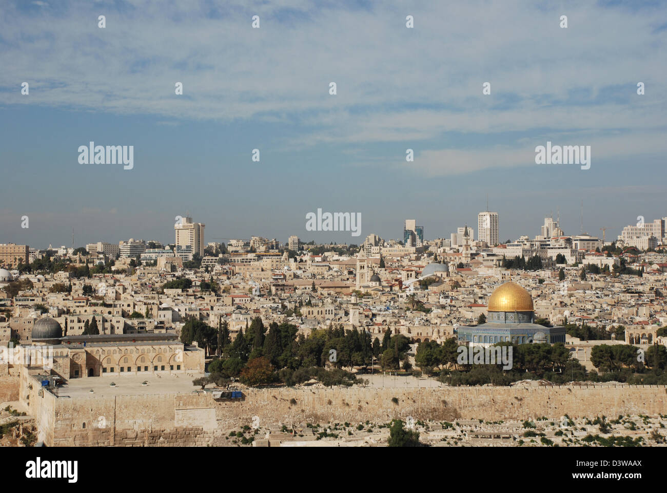 Cupola della roccia e la Moschea di Al-Aqsa vecchia Gerusalemme Israele Gesù Foto Stock