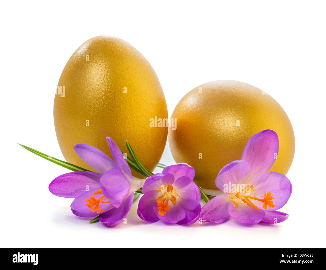 Crocus a molla con le uova di Pasqua Foto Stock