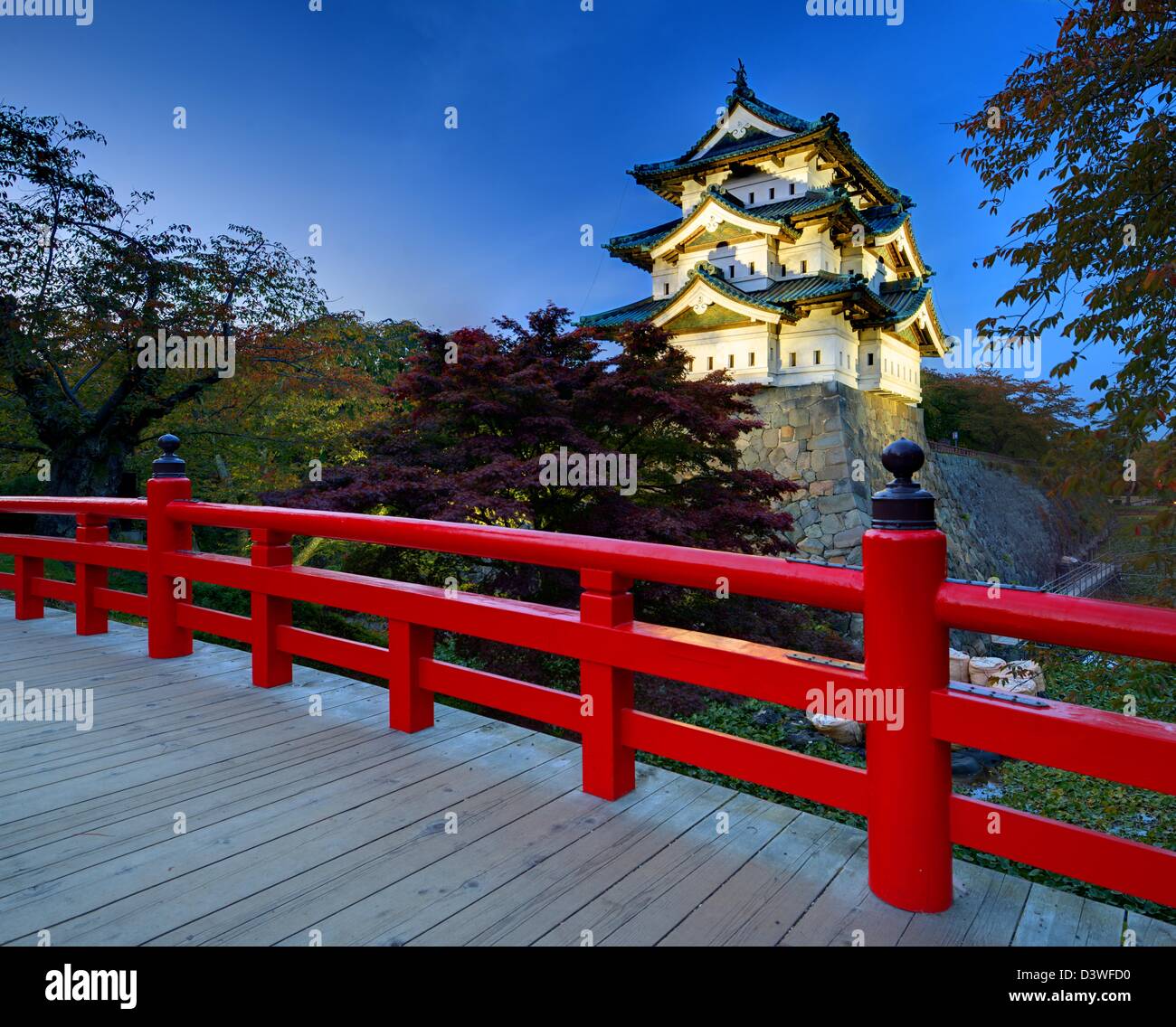 Il castello di Hirosaki in Hirosaki, Giappone. Il castello risale al 1611 e fu sede di Tsugaru Clan. Foto Stock