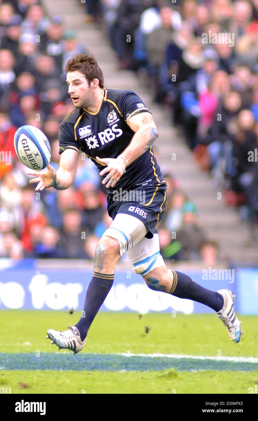 Johnnie Beattie in azione, Scozia v Irlanda, RBS 6 Nazioni campionato, Murrayfield Stadium 24/02/13 (c) Colin Lunn Foto Stock