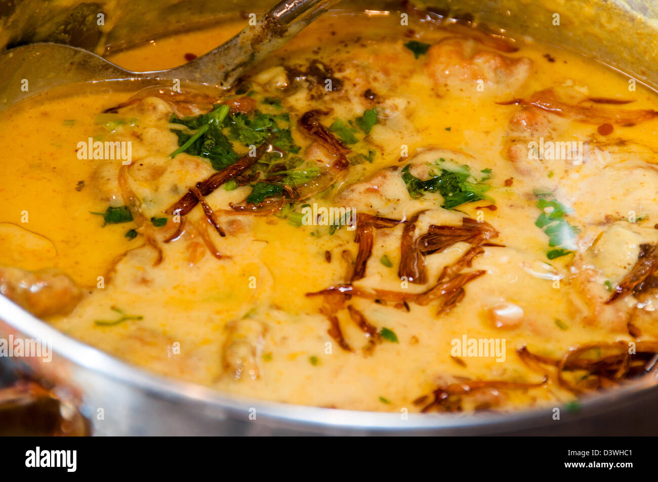 Tarka di un curry Pakora, Onion Bhaji Foto Stock