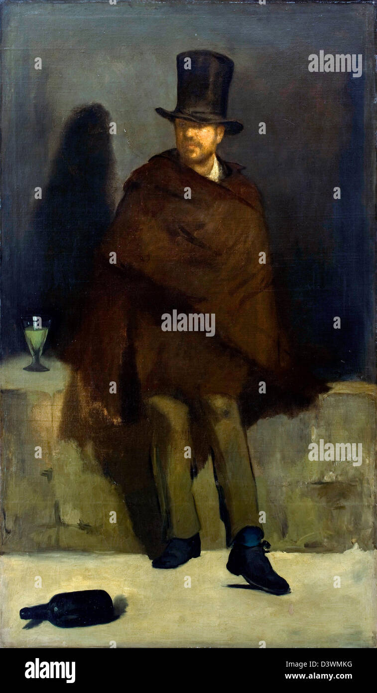 Edouard Manet, il bevitore di Assenzio Absinthe 1859 olio su tela. Ny Carlsberg Glyptotek di Copenaghen Foto Stock