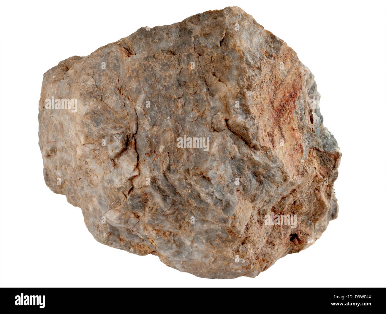 Grande roccia isolata di pietra su uno sfondo bianco. Foto Stock